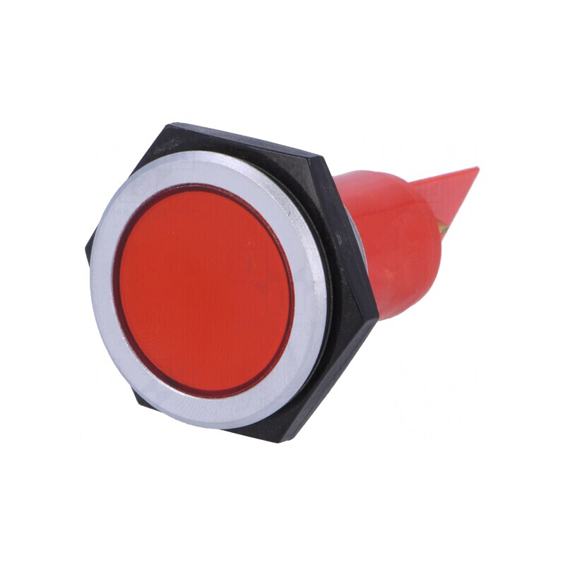 Lampa de control LED plată roșie 24-28V IP67 Ø30,2mm | Electronic-mag.ro | Componente Electronice