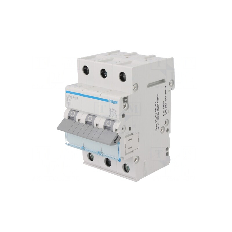 Întrerupător de supracurent 16A 3P 230/400VAC 6kA | Electronic-mag.ro | Componente Electronice