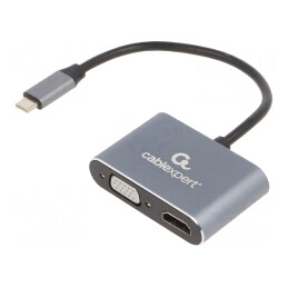 Adaptor | USB 3.0 | D-Sub 15pin HD soclu,HDMI soclu,USB C mufă | A-USB3C-HDMIVGA-01