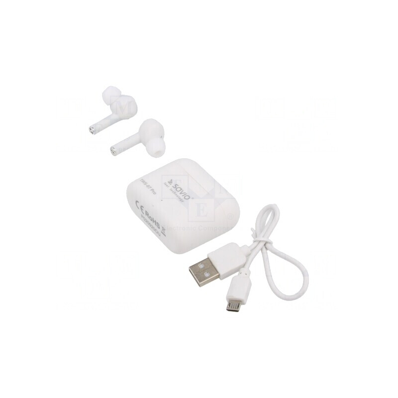 Căști fără fir albe cu microfon și LED | Electronic-mag.ro | Componente Electronice