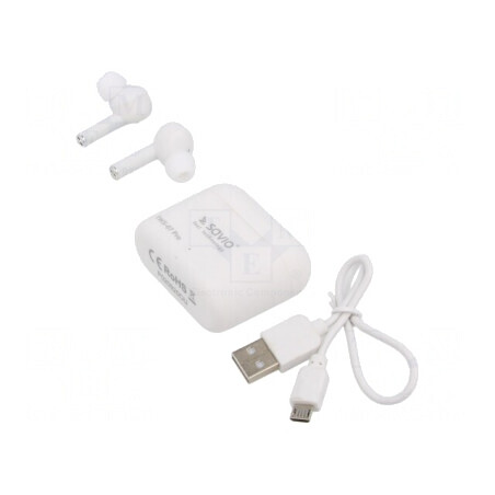 Căști fără fir albe cu microfon și LED | Electronic-mag.ro | Componente Electronice