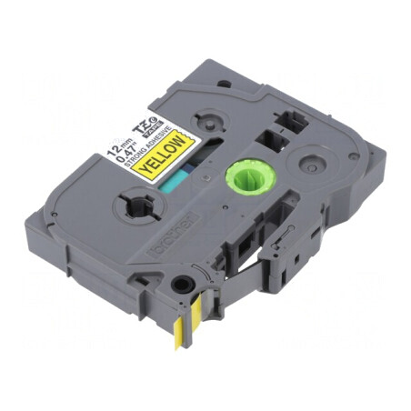 Bandă Casetă Etichetare 12mm x 8m Galben/Negru | Electronic-mag.ro | Componente Electronice