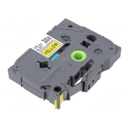 Bandă Casetă Etichetare 12mm x 8m Galben/Negru | Electronic-mag.ro | Componente Electronice