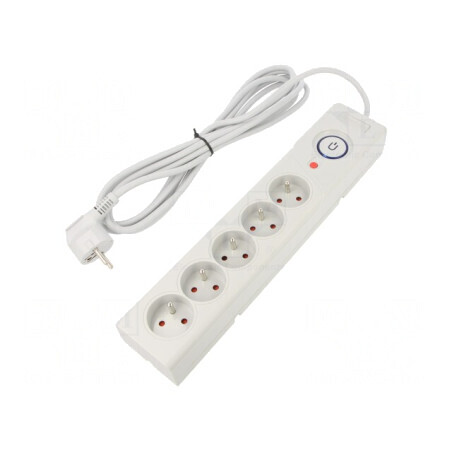 Prelungitor cu 5 prize protecție supratensiune 10A | Electronic-mag.ro | Componente Electronice