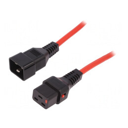 Cablu IEC C19 mamă - IEC C20 tată cu blocare 2m