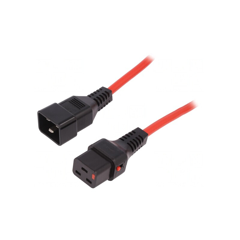 Cablu IEC C19 mamă - IEC C20 tată cu blocare 2m | Electronic-mag.ro | Componente Electronice
