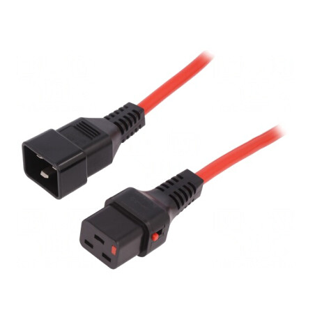 Cablu IEC C19 mamă - IEC C20 tată cu blocare 2m | Electronic-mag.ro | Componente Electronice