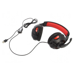 Căști Over-Ear cu Microfon USB Negru-Roșu 2m 32Ω | Electronic-mag.ro | Componente Electronice