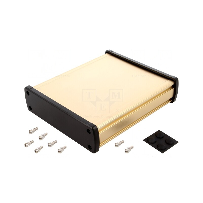 Carcasă Universală Aluminiu Aurit 146.6mm x 169mm x 41.6mm | Electronic-mag.ro | Componente Electronice