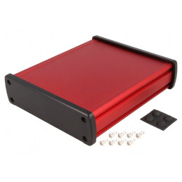 Carcasă Universală Aluminiu Roșu 146.6x169x41.6mm | Electronic-mag.ro | Componente Electronice