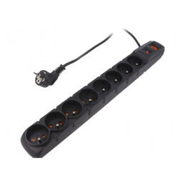 Prelungitor 8 Prize cu Protecție la Supratensiune 1.5M Negru | Electronic-mag.ro | Componente Electronice