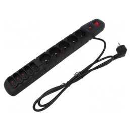 Prelungitor cu 10 prize și protecție la supratensiune, 1.5M, Negru | Electronic-mag.ro | Componente Electronice