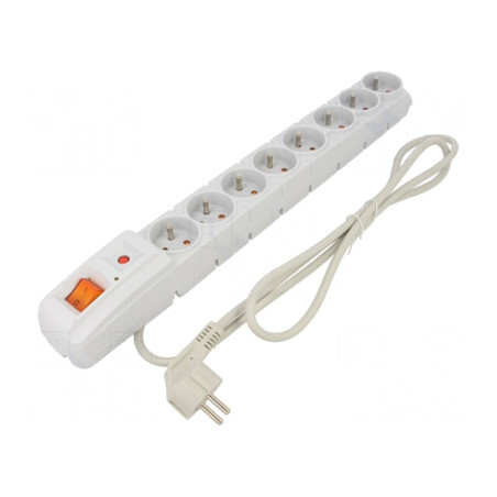 Prelungitor 8 Prize cu Protecție la Supratensiune 1.5M Gri | Electronic-mag.ro | Componente Electronice