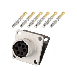 Conector Circular RT360 Soclu Mamă Crimpat 6P 7.5A IP67 | Electronic-mag.ro | Componente Electronice