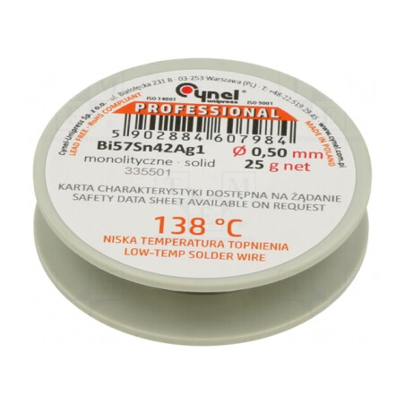 Sârmă de lipit fără plumb 0,5mm 25g Bi57Sn42Ag1 | Electronic-mag.ro | Componente Electronice