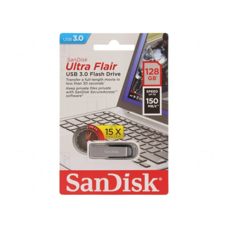 Memorie USB 3.0 128GB Ultra Flair Neagră | Electronic-mag.ro | Componente Electronice