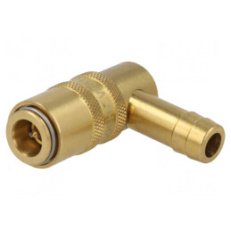 Conector rapid unghi 90° cu supapă alamă 10bar | Electronic-mag.ro | Componente Electronice