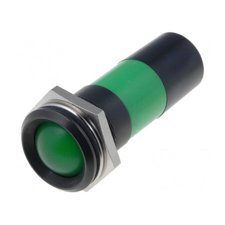Lampă Control LED Verde 230VAC Ø22,2mm IP67 Metal | Electronic-mag.ro | Componente Electronice