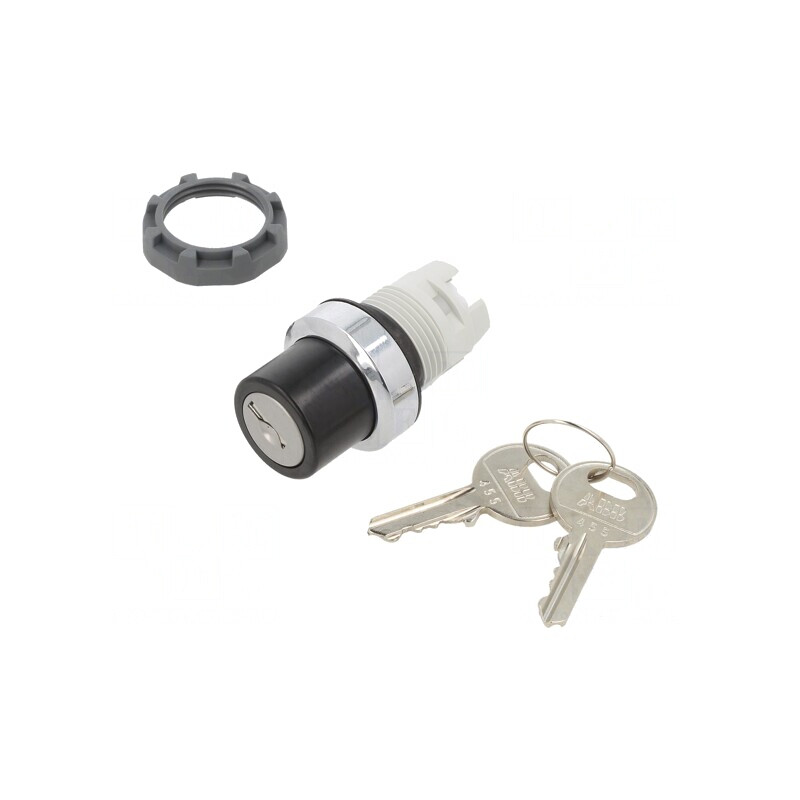 Comutator Rotativ cu Cheie 22mm Negru/Argintiu | Electronic-mag.ro | Componente Electronice
