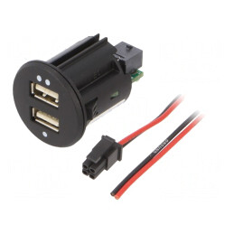 Alimentare auto | Tens.alim: 12÷24VDC | 5V/2,1A | USB A soclu x2 | C0015-USB