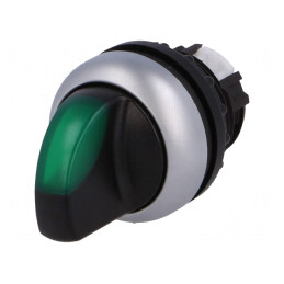Comutator rotativ 22mm verde 3 poziții | Electronic-mag.ro | Componente Electronice