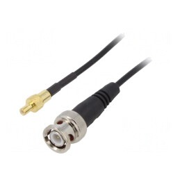 Cablu 50Ω 1m BNC Tata SMB Tata PTFE Ecranat Negru Drept