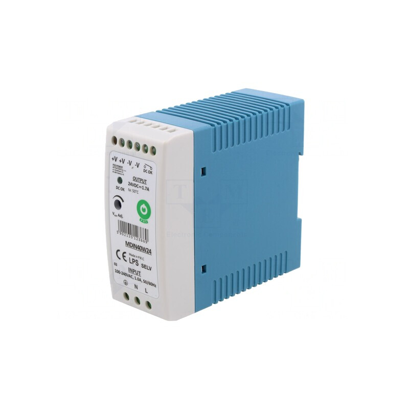 Alimentator 40W 24VDC pentru șină DIN | Electronic-mag.ro | Componente Electronice Alimentator 40W 24VDC pentru șină DIN | Electronic-mag.ro | Componente Electronice