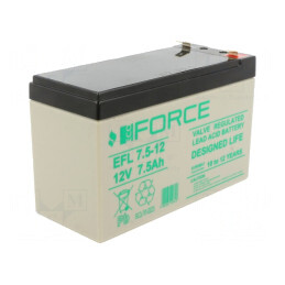 Baterie plumb-acid 12V 7.5Ah AGM fără întreținere | Electronic-mag.ro | Componente Electronice