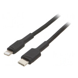 Cablu USB 2.0 Lightning la USB-C 1m Negru 18W