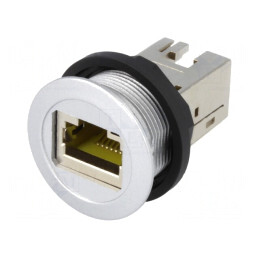 Soclu RJ45 22mm har-port IP20 Argintiu | Electronic-mag.ro | Componente Electronice