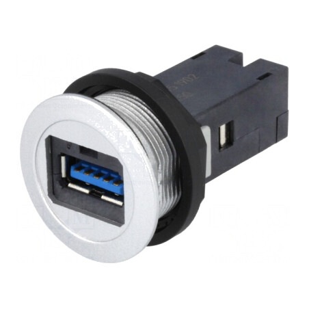 Soclu USB 22mm har-port IP20 Argintiu | Electronic-mag.ro | Componente Electronice