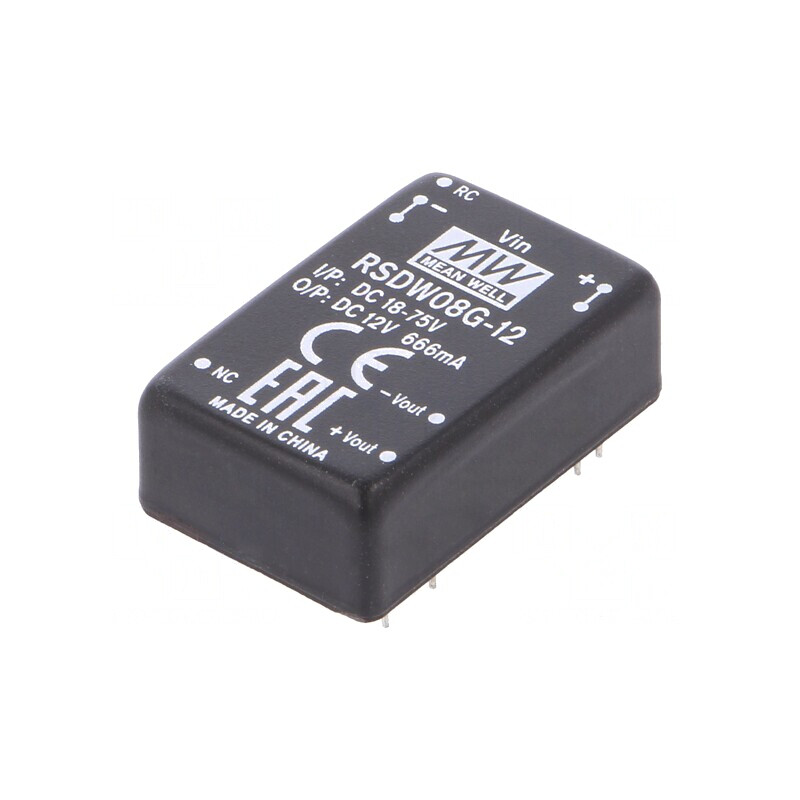 Convertor DC/DC 8W 18-75V la 12V 666mA THT | Electronic-mag.ro | Componente Electronice