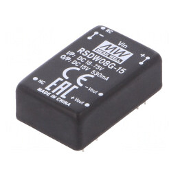 Convertor DC/DC 8W 18-75V la 15V 530mA THT | Electronic-mag.ro | Componente Electronice