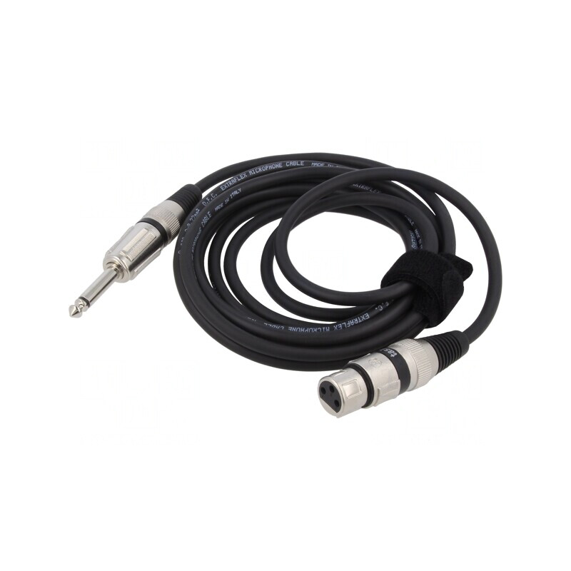 Cablu Audio Jack 6,3mm la XLR Feminin 3m Negru | Electronic-mag.ro | Componente Electronice
