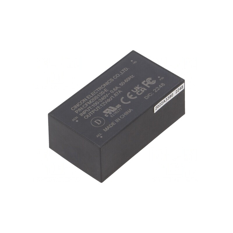 Convertor AC/DC 20W 12VDC CFM20S120-E | Electronic-mag.ro | Componente Electronice