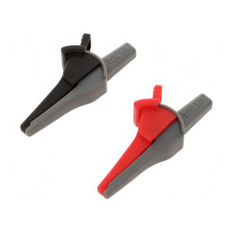 Bornă crocodil 16A negru roşu 4mm 94mm | Electronic-mag.ro | Componente Electronice