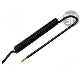Cablu spiralat 3G1mm2 PUR negru 0,5m