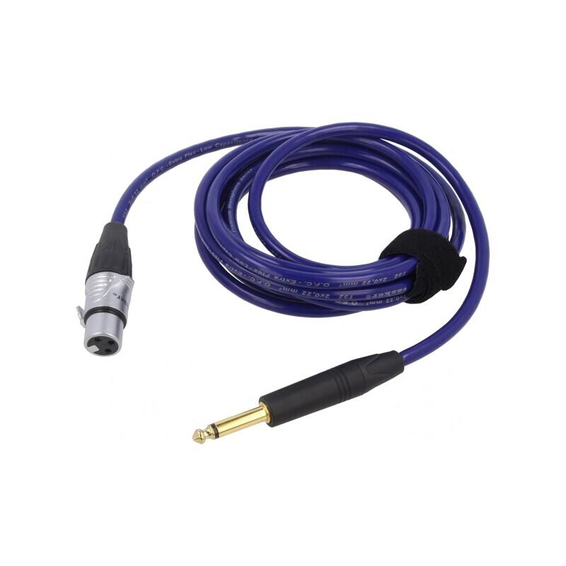 Cablu Audio Jack 6,3mm la XLR Feminin 3m Albastru | Electronic-mag.ro | Componente Electronice