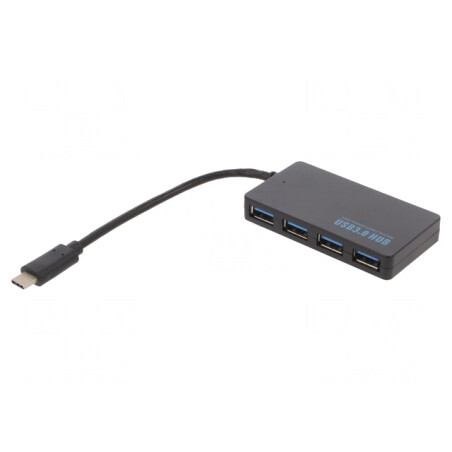 Hub USB 3.1 Negru 0.2m cu 4 Porturi USB A și USB C