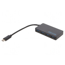 Hub USB 3.1 Negru 0.2m cu 4 Porturi USB A și USB C