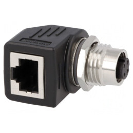 Adaptor M12 Mamă la RJ45 Soclu Ethernet 4-Pin Cat 5e | Electronic-mag.ro | Componente Electronice