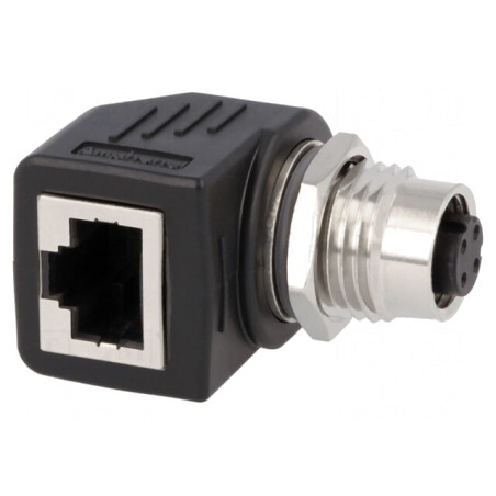 Adaptor M12 Mamă la RJ45 Soclu Ethernet 4-Pin Cat 5e | Electronic-mag.ro | Componente Electronice