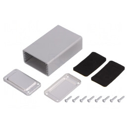 Carcasă aluminiu gri deschis 43x68x23mm | Electronic-mag.ro | Componente Electronice
