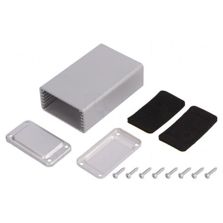 Carcasă aluminiu gri deschis 43x68x23mm | Electronic-mag.ro | Componente Electronice