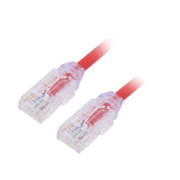 Patch cord UTP Cat6a LSZH roșu 2m