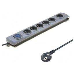Prelungitor cu Protecție la Supratensiune, 6 Prize, 10A | Electronic-mag.ro | Componente Electronice