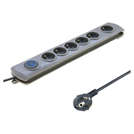 Prelungitor cu Protecție la Supratensiune, 6 Prize, 10A | Electronic-mag.ro | Componente Electronice