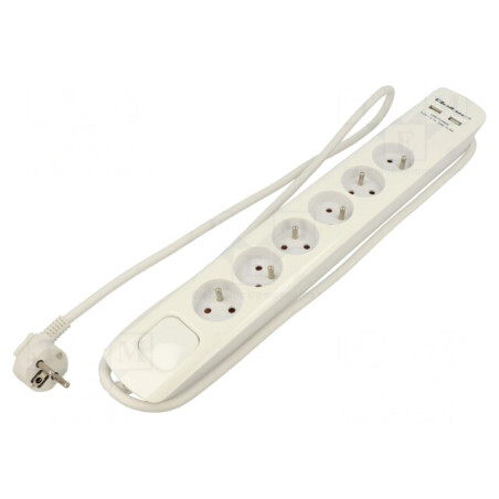 Prelungitor cu Protecție la Supratensiune, 6 Prize 16A | Electronic-mag.ro | Componente Electronice