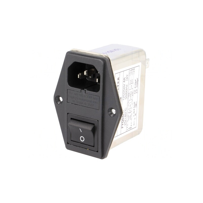 Conector Alimentare AC 4A 250VAC IEC 60320 FYQ04A1 | Electronic-mag.ro | Componente Electronice
