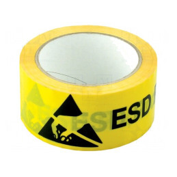 Bandă de avertizare | ESD | L: 33m | W: 50mm | Thk: 95um | PVC | REA EPA 50